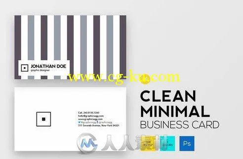 简洁商务卡片展示PSD模板CM - Clean minimal business card 438076的图片2