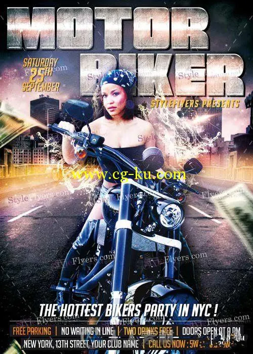 摩托骑行活动海报展示第二版PSD模板Motor_Biker_PSD_Flyer_Template的图片1