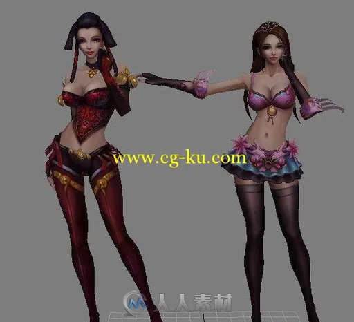 《横扫天下》两个美女3D模型的图片1