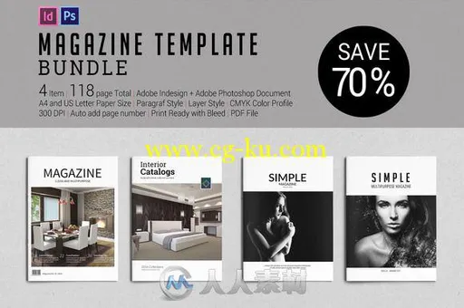 杂志indesign排版模板合辑Magazine Template BUNDLE的图片1