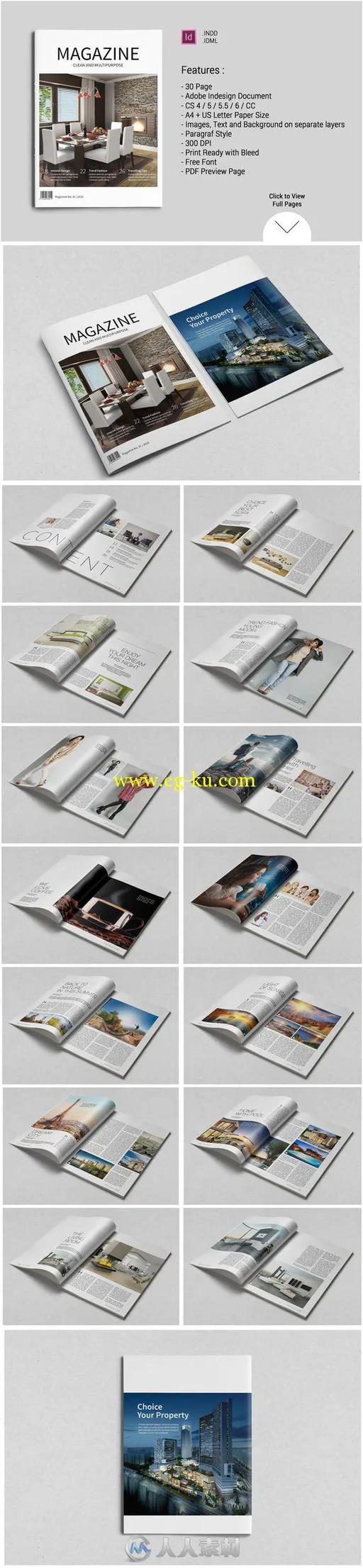 杂志indesign排版模板合辑Magazine Template BUNDLE的图片2