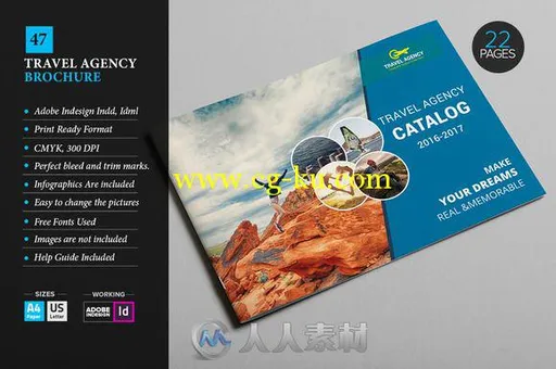 旅游观光宣传指南indesign排版模板Travel agency Brochure 47的图片1