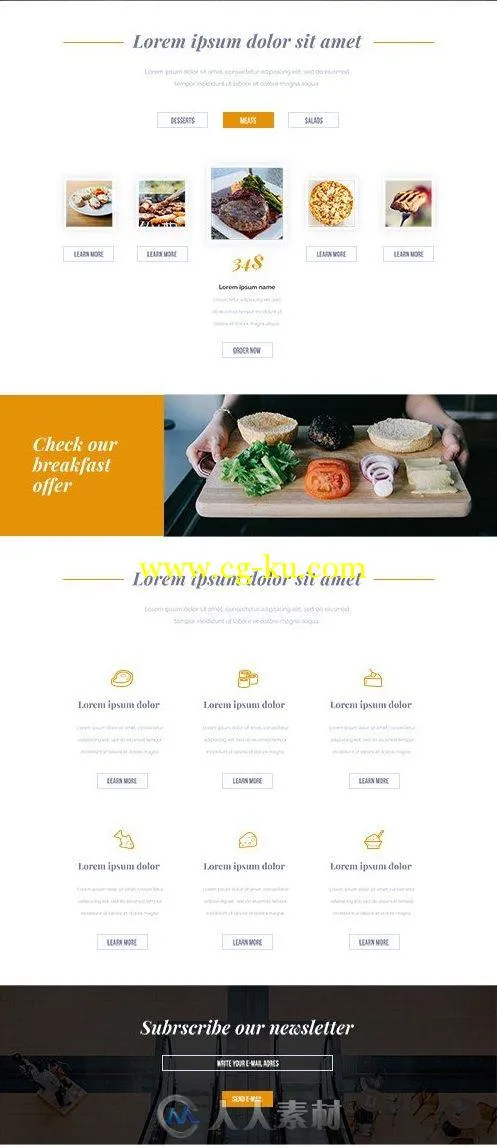 美食展示网页设计PSD模板PSD Web Template - Eudora的图片1