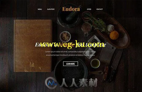 美食展示网页设计PSD模板PSD Web Template - Eudora的图片2