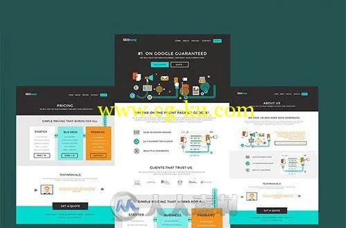 卡通拟物风格网页设计PSD模板PSD Web Template - SEO 2016的图片1