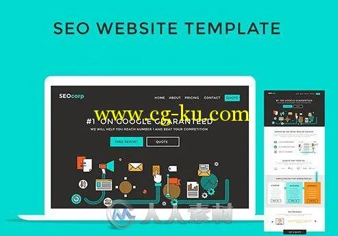 卡通拟物风格网页设计PSD模板PSD Web Template - SEO 2016的图片2