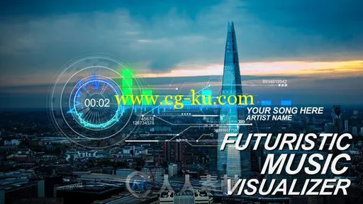 流行音乐不同风格的音乐视觉展台AE模板 Videohive Futuristic Music Visu...的图片1