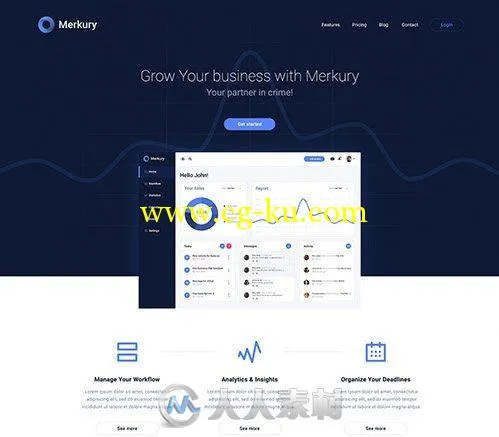 数据展示网页设计PSD模板PSD Web Template - Merkury的图片2