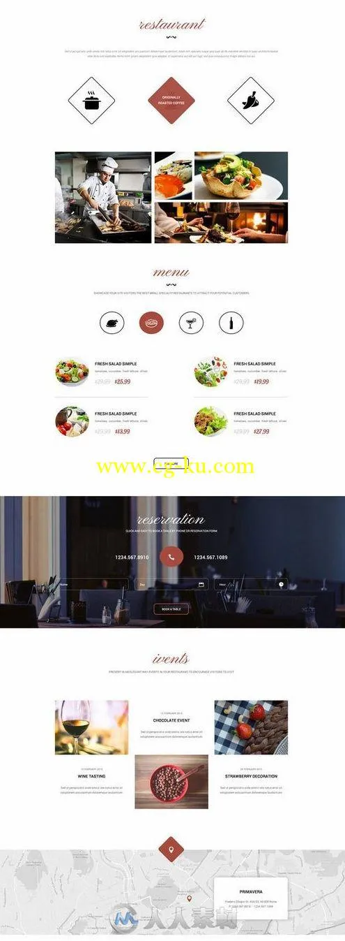 著名餐厅网页设计PSD模板Restaurant-Great-OnePage-PSD的图片1