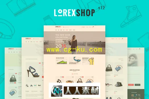 女性鞋类展示网页设计PSD模板LOREX-E-commerce-PSD-Templates的图片1