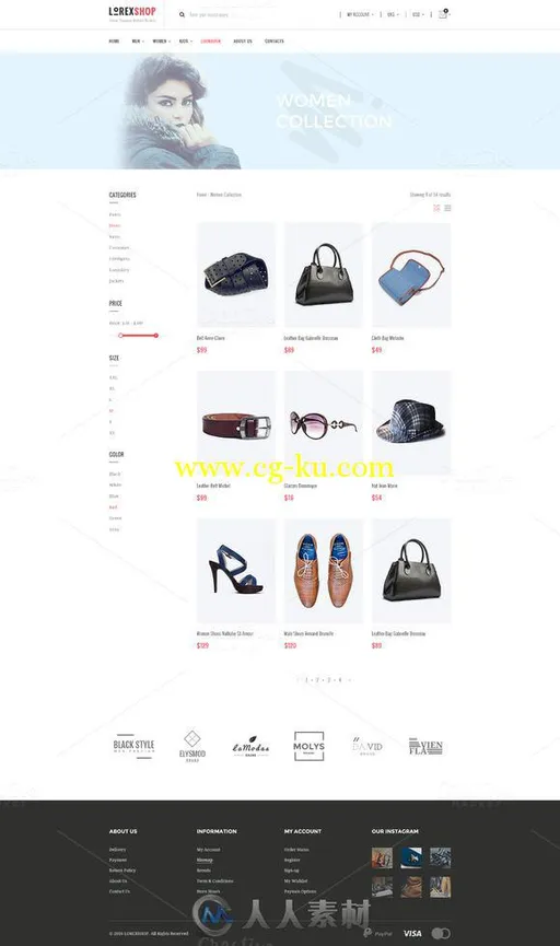 女性鞋类展示网页设计PSD模板LOREX-E-commerce-PSD-Templates的图片3