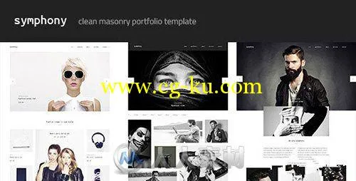 时尚简洁展示网页设计PSD模板 Symphony v1.0 - Clean mansonry portfolio的图片1