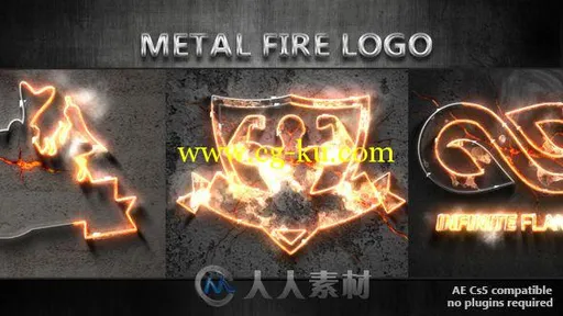 酷炫直观火焰燃烧金属显示标志AE模板 Videohive Metal Fire Logo 17324302的图片1