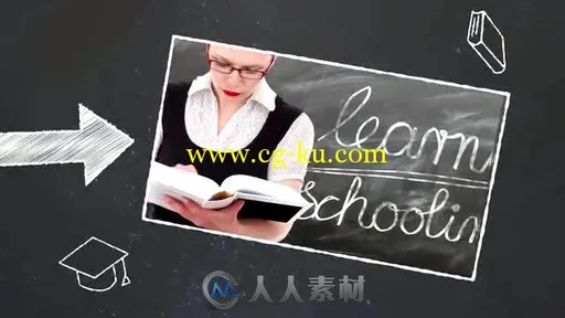 创意黑板照片校园幻灯片展示相册动画AE模板 Videohive Back to School 17305597的图片5