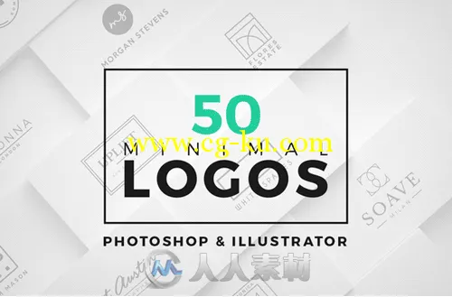 50款黑白简洁LOGO展示PSD模板50 Minimal Logos的图片3