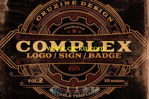 暗黑风格多功能LOGO展示第二版PSD模板Complex Logos Signs Badges v.2的图片1