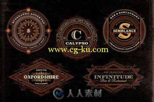 暗黑风格多功能LOGO展示第二版PSD模板Complex Logos Signs Badges v.2的图片2