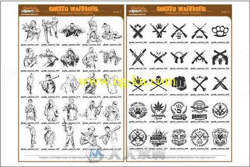 犹太战士矢量剪贴画AI矢量模板Ghetto Warriors Vector Clipart_的图片2