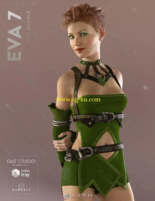 DAZ3D超精细漂亮性感女孩3D模型合辑 DAZ3D EVA 7 PRO BUNDLE的图片1