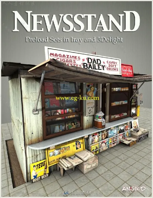 DAZ3D报刊亭3D模型 DAZ3D NEWS STAND的图片1