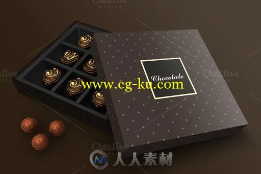 深咖色礼品包装合辑PSD模板Box Packaging Mockups的图片2