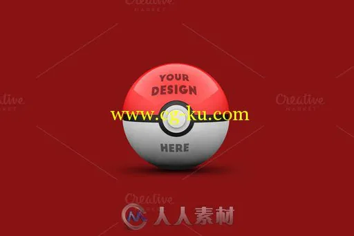 精灵宝可梦GO精灵球展示PSD模板Pokemon Go Pokeball Mock-up的图片1