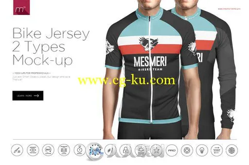 自行车比赛用服装展示PSD模板Bike Jersey 2 Types Mock-up的图片1