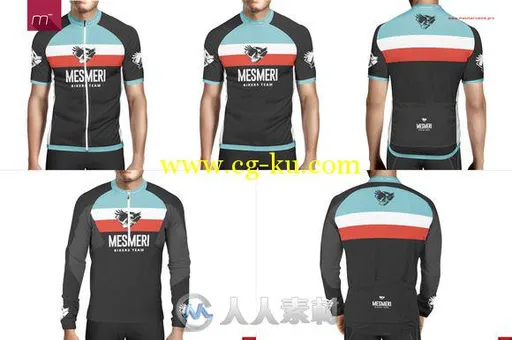 自行车比赛用服装展示PSD模板Bike Jersey 2 Types Mock-up的图片2