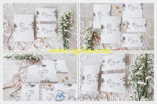 甜蜜温馨邀请卡片展示PSD模板Sweet & Rustic Invitation Mockup的图片3