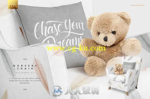 婴儿床展示PSD模板Crib Bedding Designers Kit Mockups的图片4