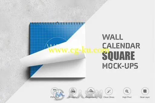 墙上挂历展示PSD模板Wall Calendar Square Mock-Ups的图片2