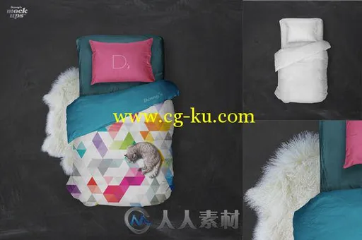 单人床数码风格展示PSD模板Single Bed Linen Mockup的图片2