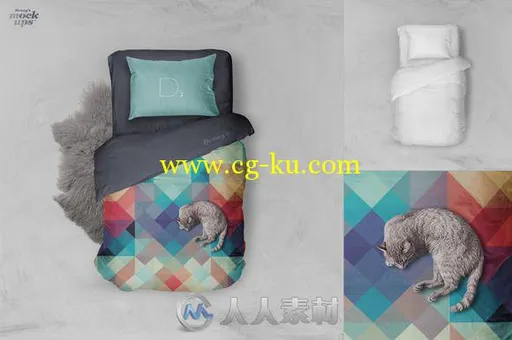 单人床数码风格展示PSD模板Single Bed Linen Mockup的图片3