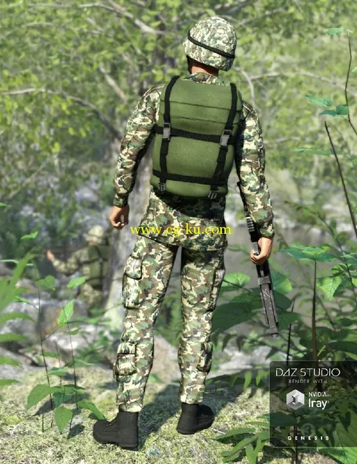 DAZ3D陆军耐性迷彩制服3D模型合辑 DAZ3D ARMY UNIFORM FOR GENESIS 3 MALE AND GEN...的图片3