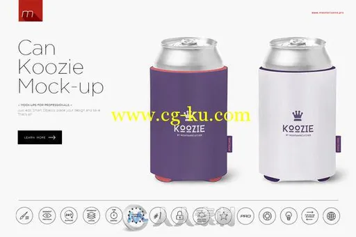 创意罐装饮料瓶展示PSD模板Can Koozie Mock-up的图片1