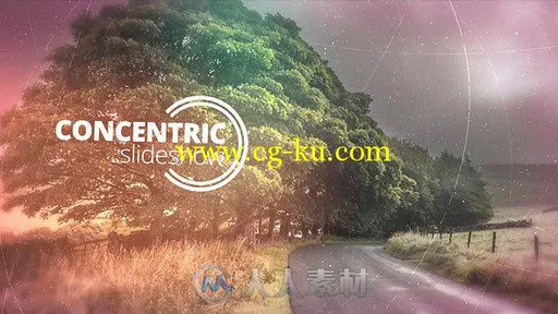 科幻线条同心轴漏光幻灯片相册动画AE模板 Videohive Concentric Slideshow 13274736的图片1