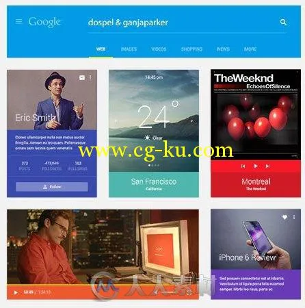 金属风格UI设计展示PSD模板Material-Design-UI-Kit的图片1