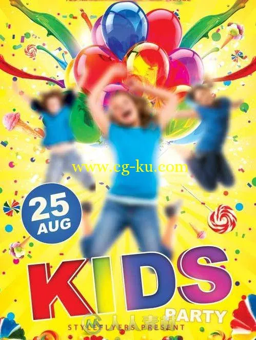 儿童派对活动海报PSD模板Kids Party的图片1