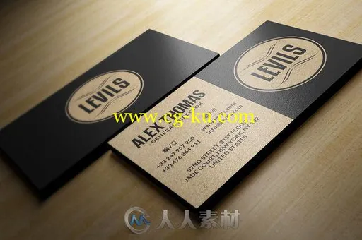 牛皮纸质感名片展示PSD模板Kraft Paper Business Cards Bundle的图片1