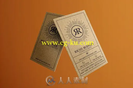 牛皮纸质感名片展示PSD模板Kraft Paper Business Cards Bundle的图片5