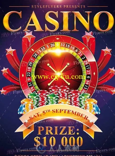 赌场宣传海报第七版展示PSD模板casino_PSD_Flyer_Template的图片1