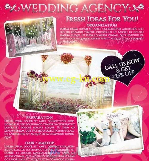 婚庆公司业务展示PSD模板wedding_agency_PSD_Flyer_Template的图片1