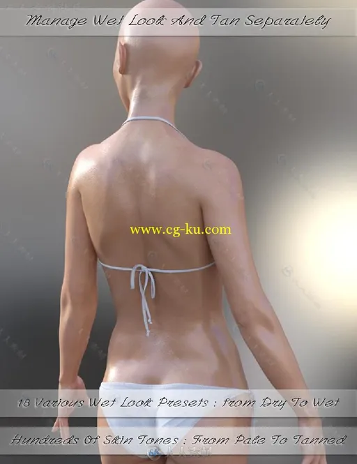 DAZ3D超精细泳装皮肤形象3D模型合辑 DAZ3D Wet and Tanned Skins for Genesis 3的图片7