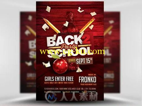 返校季宣传海报第七版展示PSD模板BackToSchoolPartyFlyerTemplate7的图片2