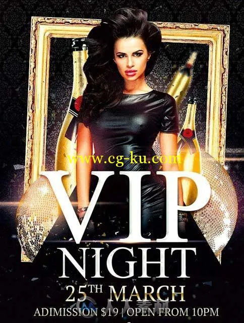 VIP客人专属之夜活动海报PSD模板Vip Night Club V10 Flyer Template的图片1