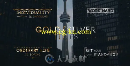 时尚超炫酷金色粒子文字字幕标题动画AE模板 Videohive Golden Titles的图片1