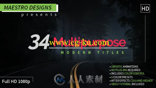 现代多功能文字字幕标题动画AE模板 Videohive Multipurpose Modern Titles的图片1