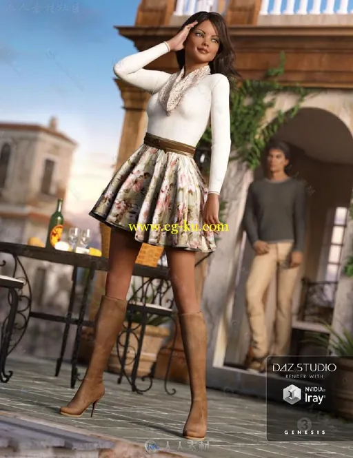 DAZ3D魅力女孩服饰展示3D模型的图片1