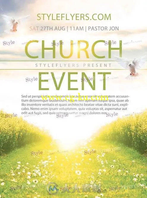 教堂教会活动海报PSD模板Church Event Flyer的图片1