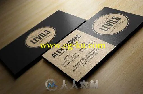 摩登牛皮纸风格商务卡片展示PSD模板Modern Kraft Business Card的图片1